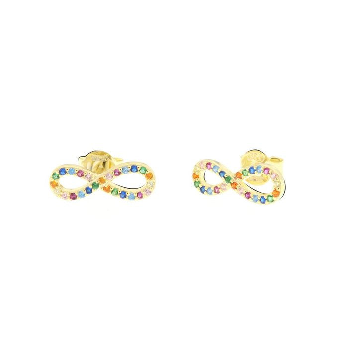 Orecchini in Argento 925 simbolo infinito a lobo, con zirconi multicolor