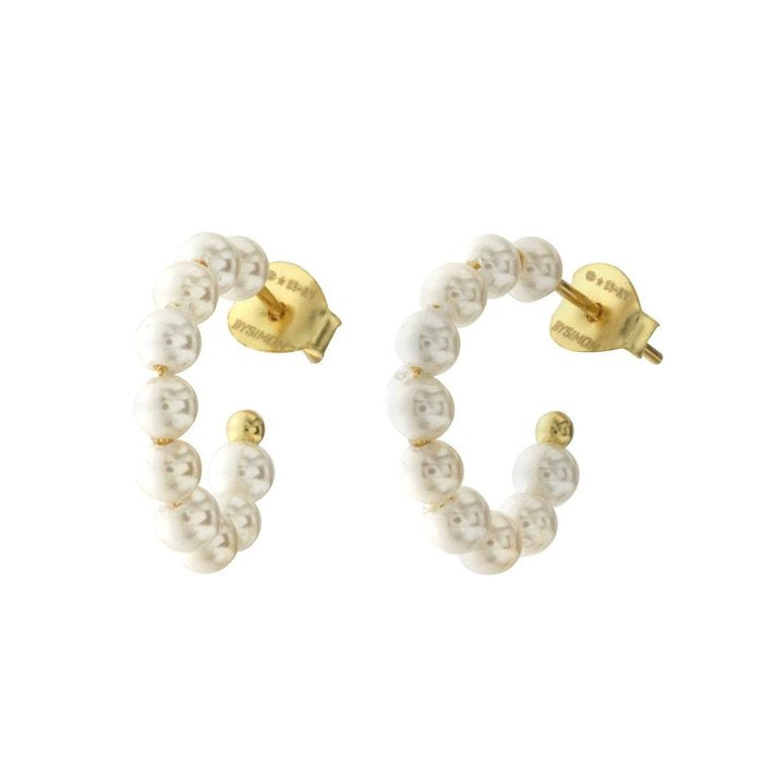Orecchini in Argento 925 semicerchi con perle bianche