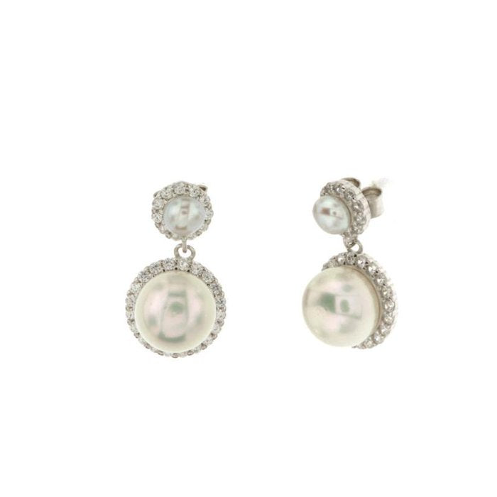Orecchini in Argento 925 con perle e zirconi bianchi