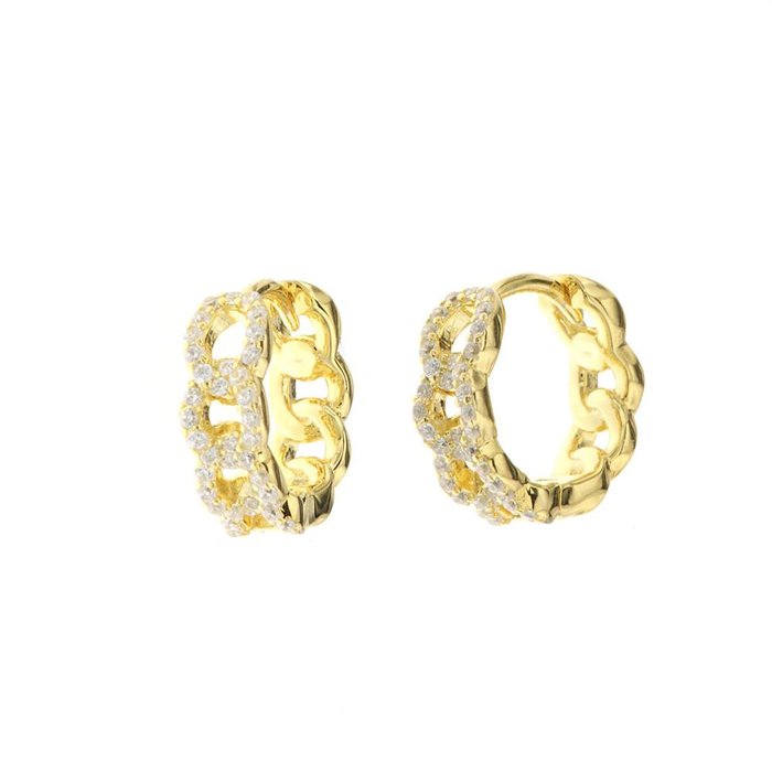 Orecchini in Argento 925 a cerchietto ad intreccio con zirconi bianchi