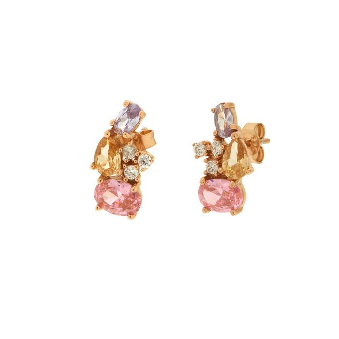 Orecchini in Argento 925 a lobo con zirconi multicolor