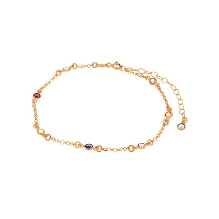 Cavigliera in Argento 925 con cristalli bianchi e multicolore