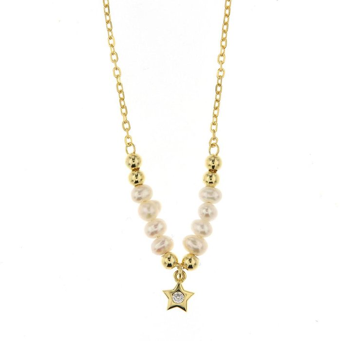 Collana in Argento 925 con perle e ciondolo centrale a forma di stella