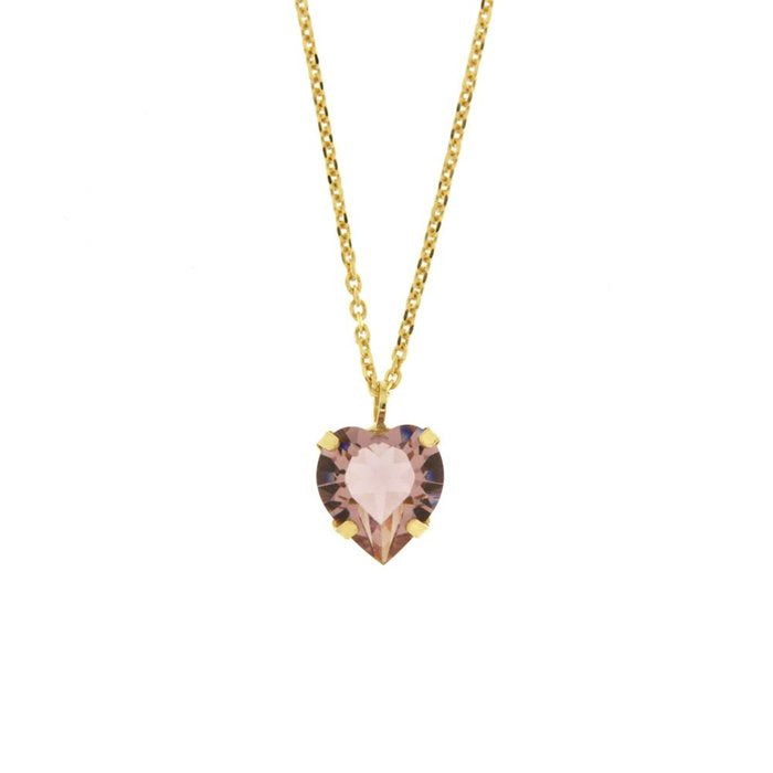 Collana in Argento 925 con cristallo rosa a forma di cuore