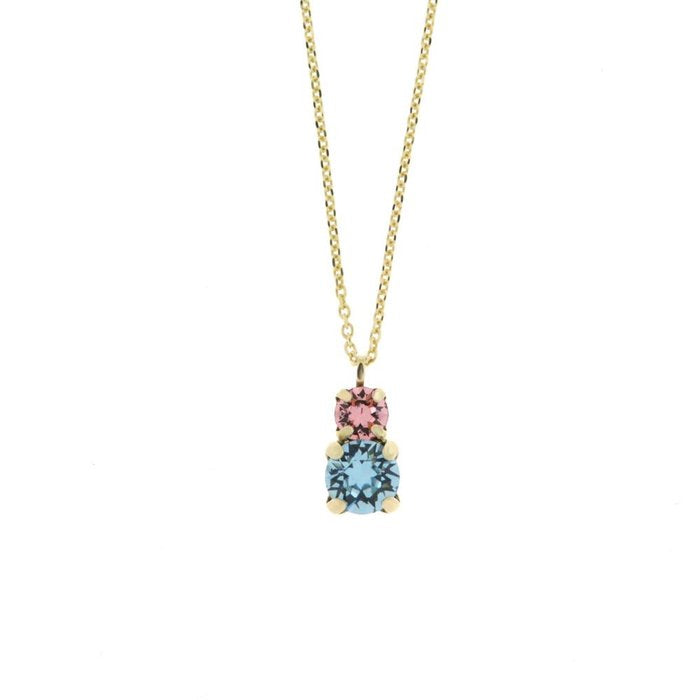 Collana in Argento 925 con cristalli rosa e azzurro