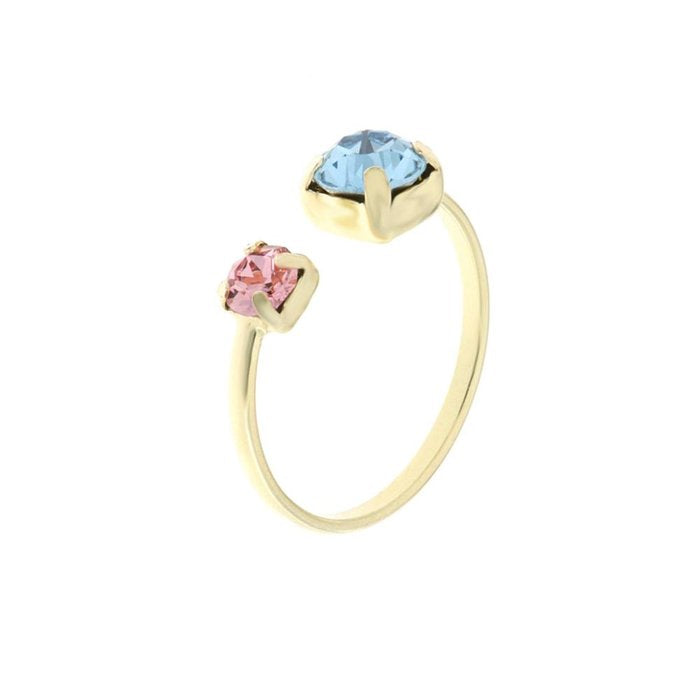 Anello in Argento 925  con cristalli rosa e azzurro
