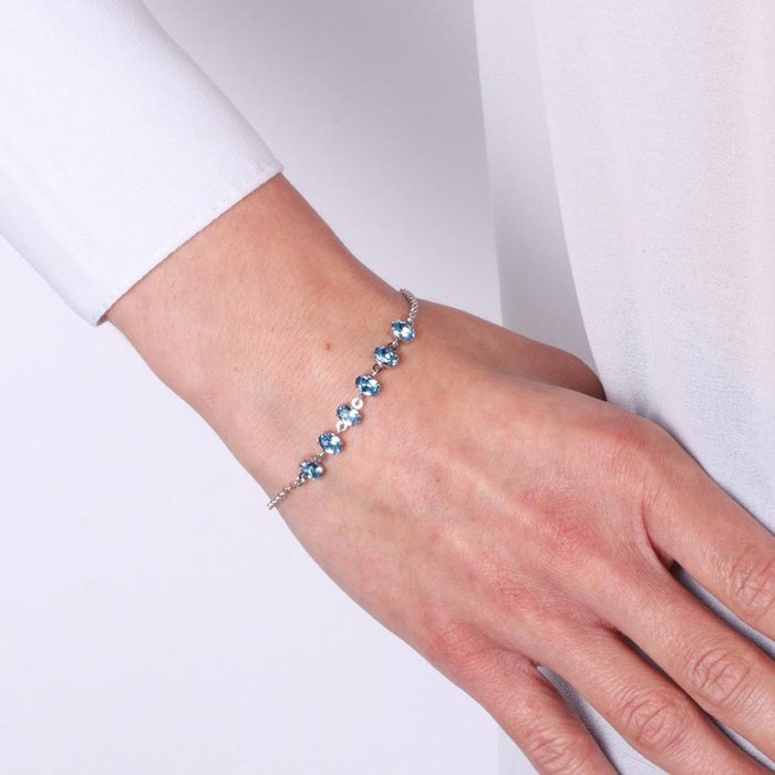 Bracelet en argent 925 avec cristaux bleus