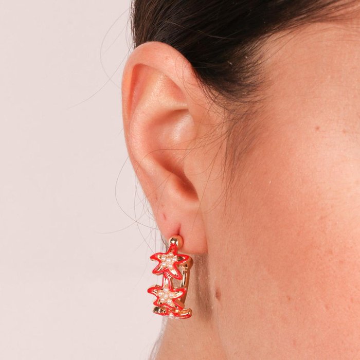 Orecchini in Metallo con stelle marine rosse