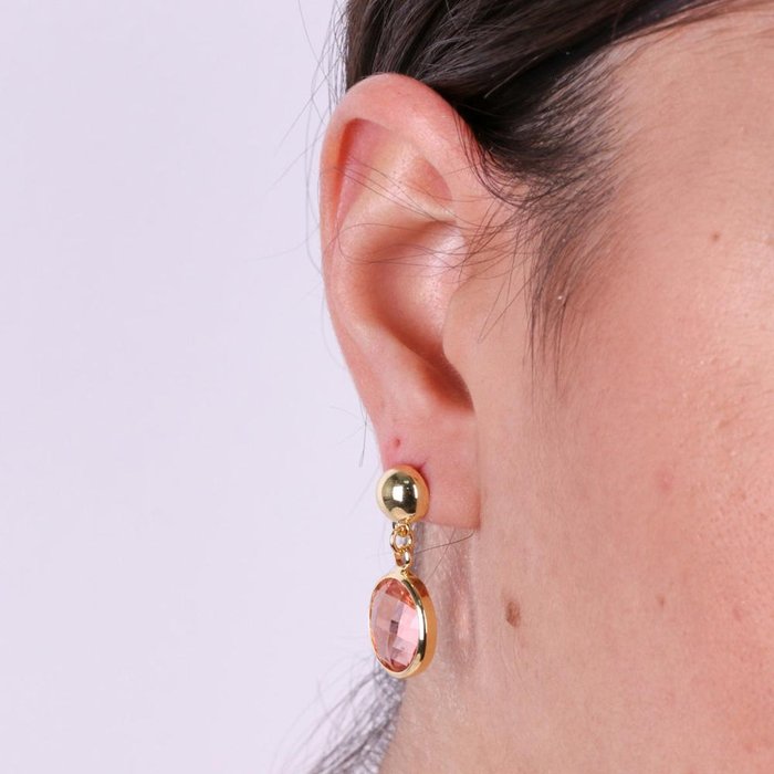 Boucles d'oreilles en métal avec cristaux suspendus