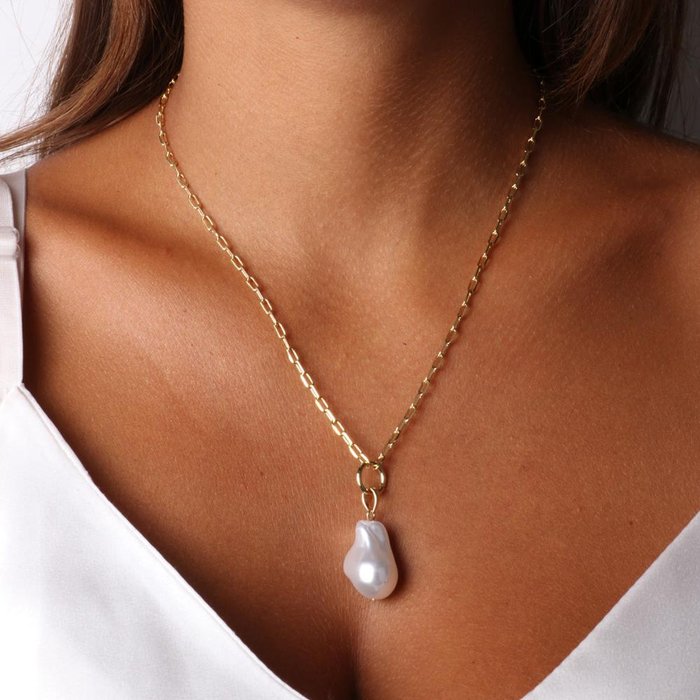 Collana in Metallo con perla barocca pendente