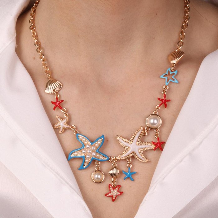 Collana in Metallo con stelle marine e conchiglie