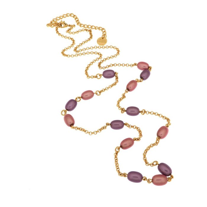 Collana in Metallo con cristalli di colore rosa ispirati al vetro di Murano