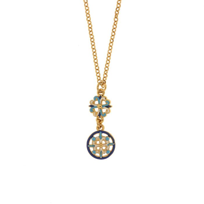 Collier en métal avec majolique colorée