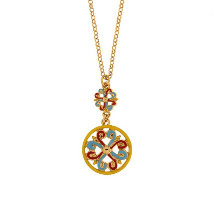 Collier en métal avec majolique colorée
