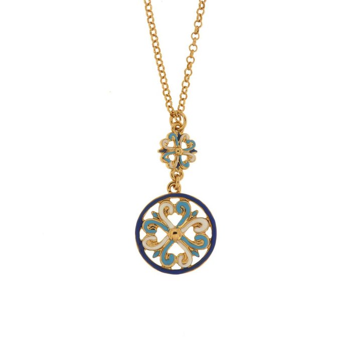 Collier en métal avec majolique colorée