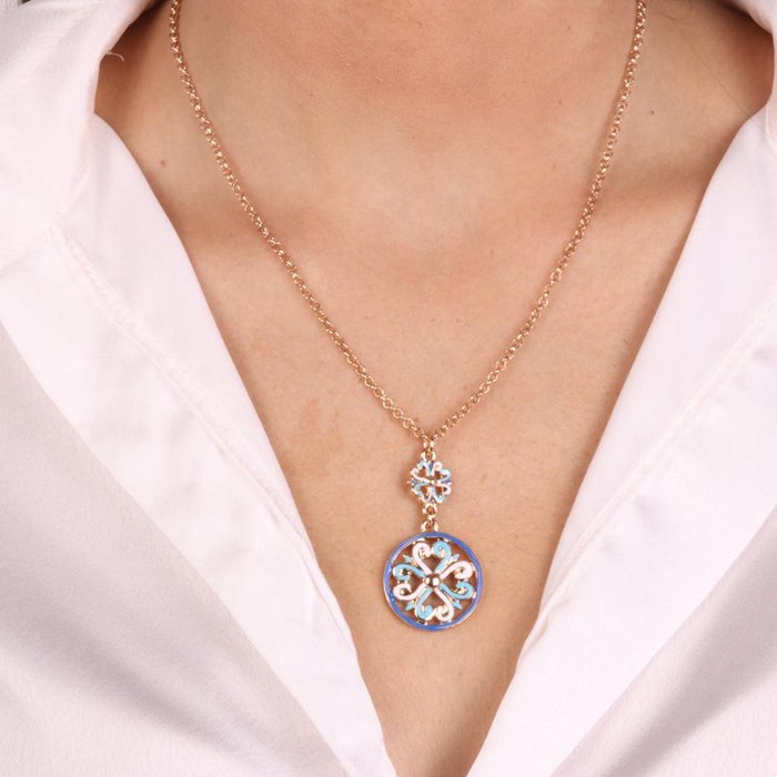 Collier en métal avec majolique colorée