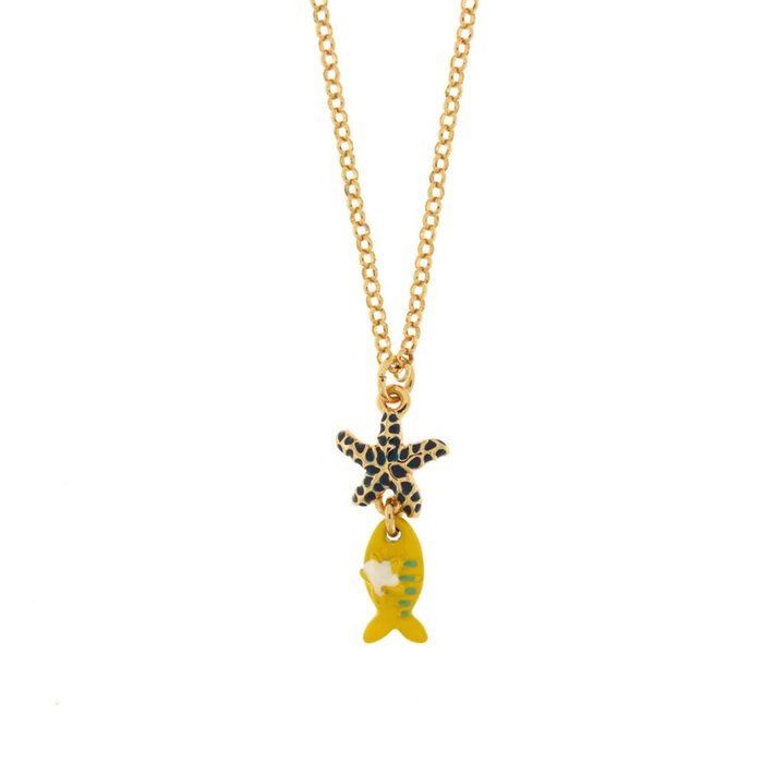 Collana in Metallo con pesciolino giallo pendente e stella marina