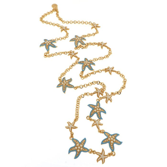 Collier en métal avec étoile de mer bleue