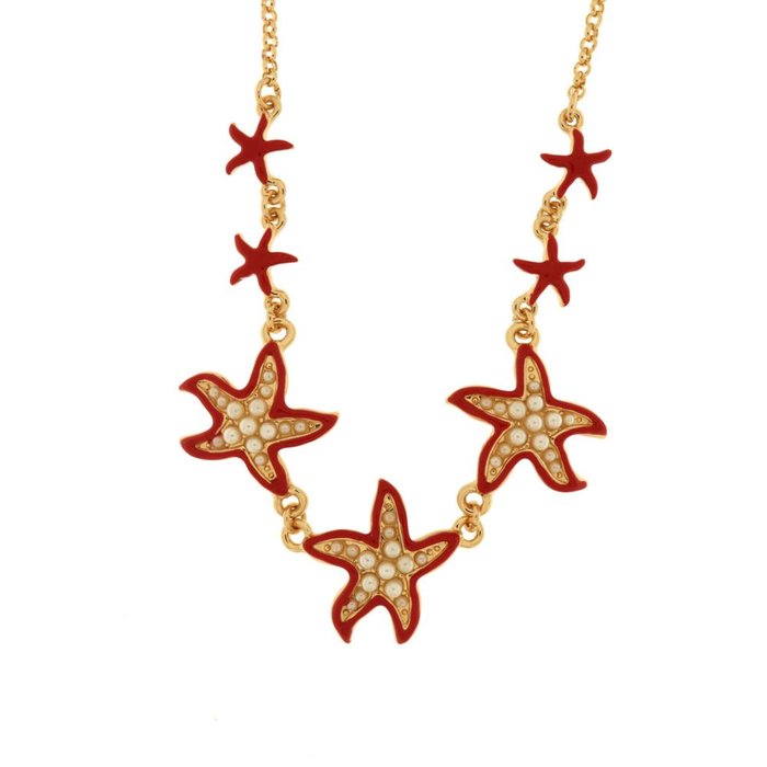 Collier en métal avec étoile de mer rouge