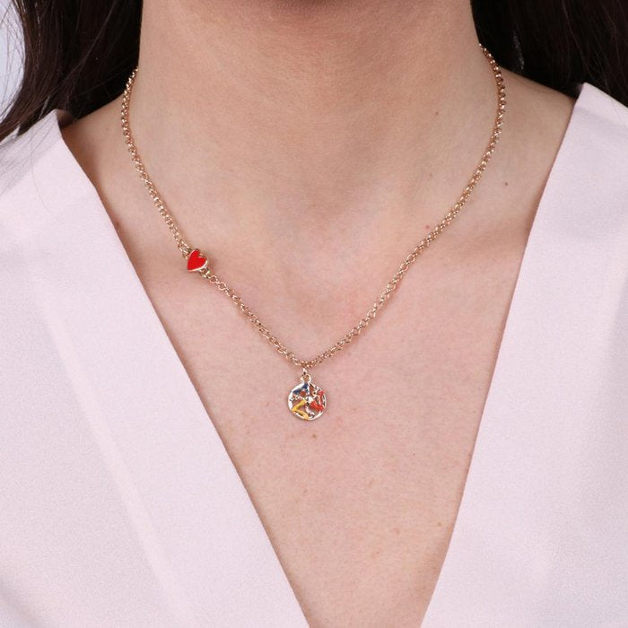 Collana in Metallo con cuoricino e trinacria pendente
