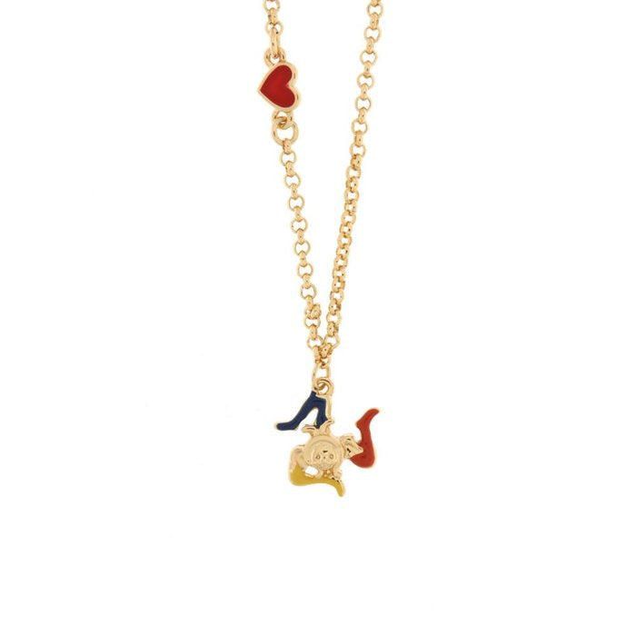 Metal choker necklace with heart and trinacria pendant
