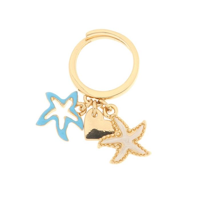 Anello in Metallo con stelle marine e cuore