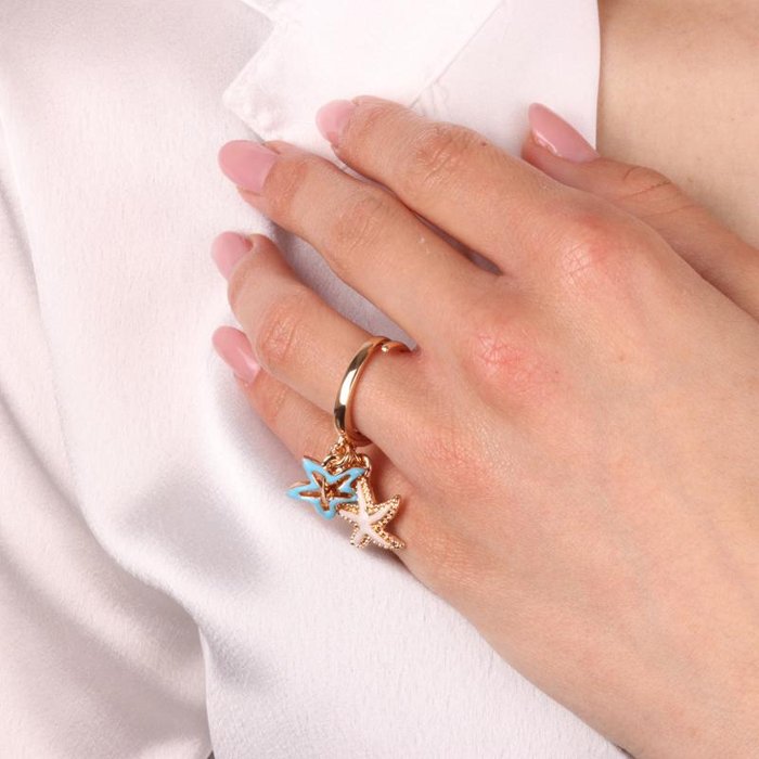 Anello in Metallo con stelle marine e cuore