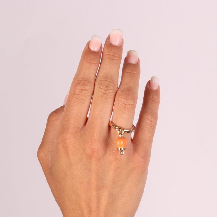 Anello in Metallo con campanella portafortuna arancione
