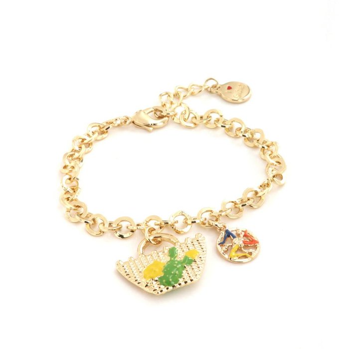 Metal Bracelet with Sicilian Basket with Prickly Pear and Sicilian Lemon Design
