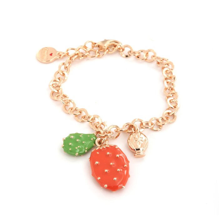 Bracciale in Metallo con ciondolo fico d'india pendente e piccolo pumo a lato