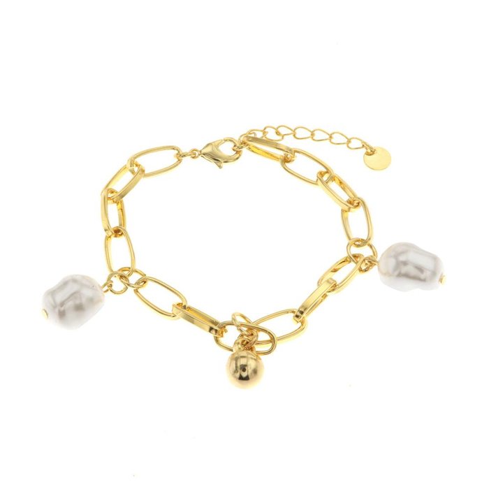 Bracciale in Metallo con catene e ciondoli pendenti a forma di perle barocche