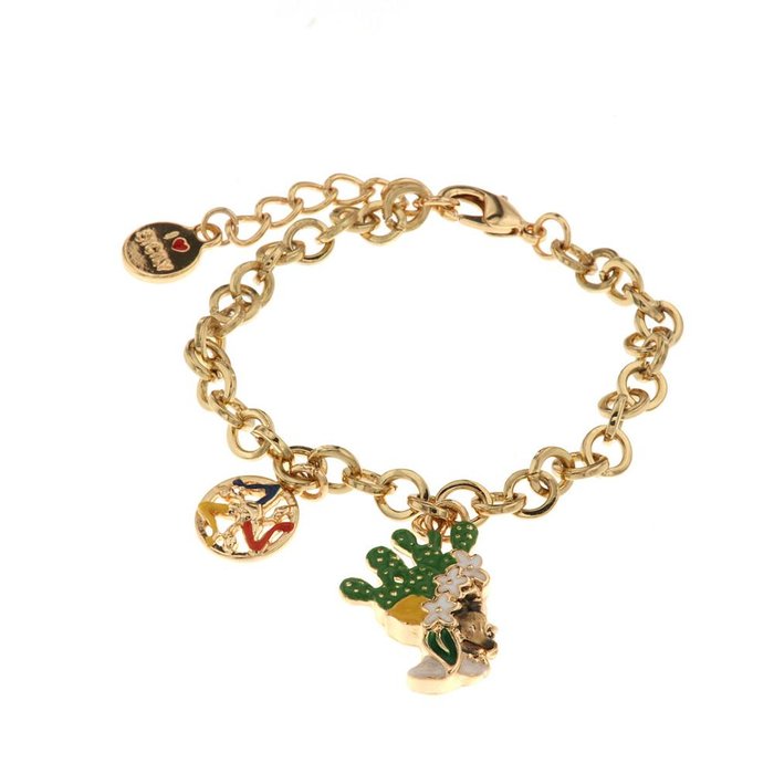 Metal bracelet with Moor's head for men and Trinacria symbol embellished with colored enamels