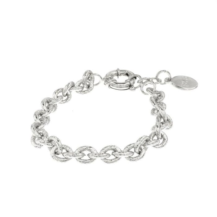 Bracciale in Metallo groumette effetto diamantato con maglia a cerchio e chiusura ad anello