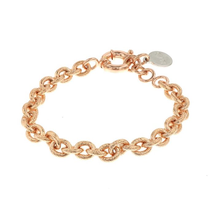Bracciale in Metallo groumette effetto diamantato con maglia a cerchio e chiusura ad anello