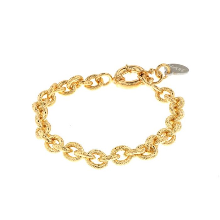Bracciale in Metallo groumette effetto diamantato con maglia a cerchio e chiusura ad anello