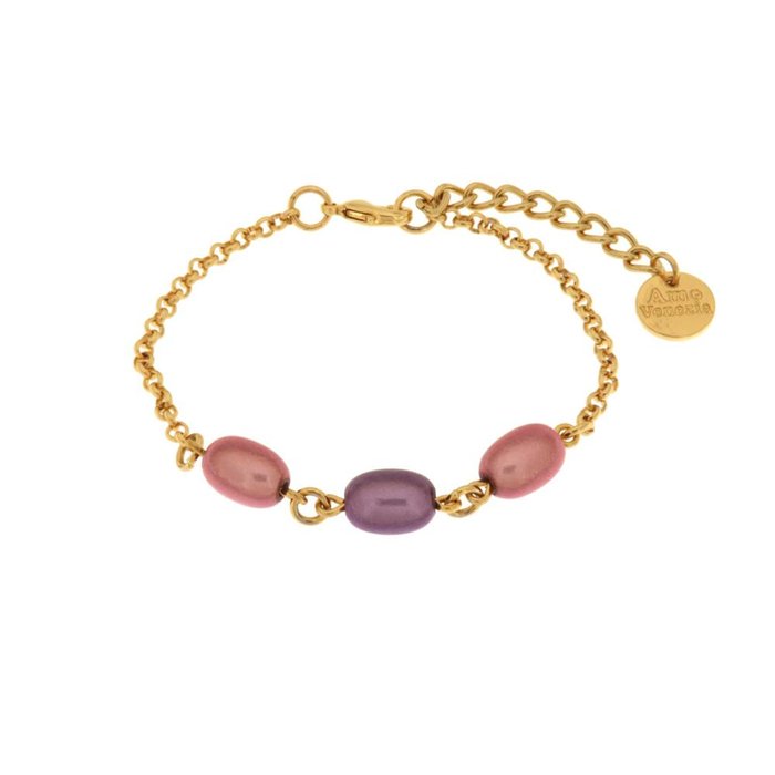 Bracciale in Metallo con cristalli rosa ispirati al vetro di Murano
