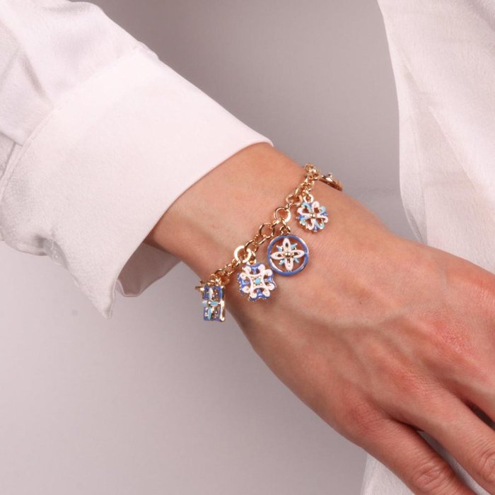 Metal Bracelet with Colorful Majolica Pendants