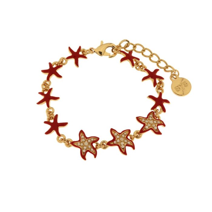 Bracelet en métal avec étoile de mer rouge