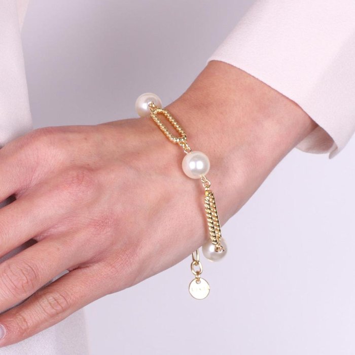 Bracciale in Metallo con perle singole e catene