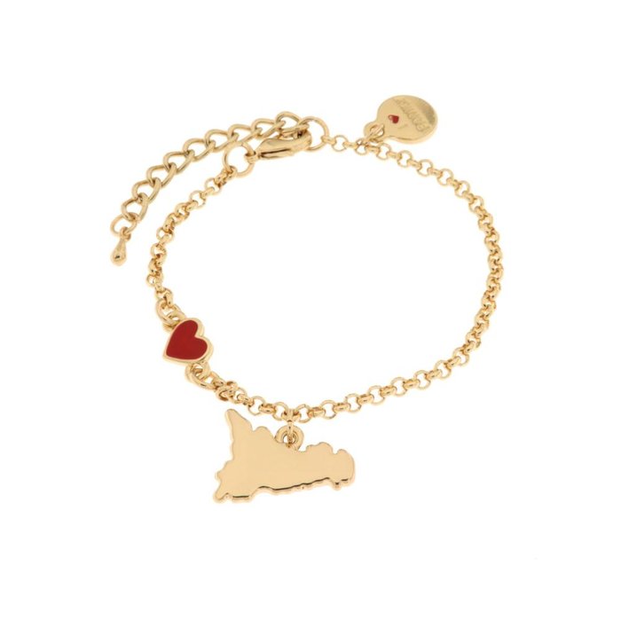 Bracelet en métal avec cœur et pendentif symbole de la Sicile