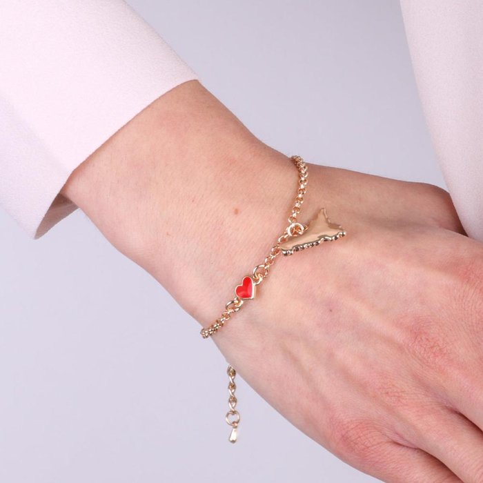 Metal Bracelet with Heart and Pendant Sicily Symbol