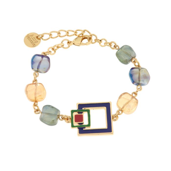 Metal Bracelet with Crystals Inspired by Murano Glass
