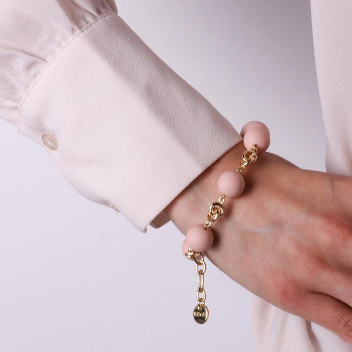 Metal Bracelet with Blush Pink Stones