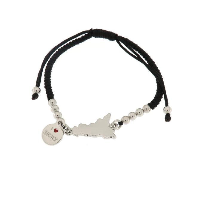 Bracelet en métal avec cordon Sicile et noir