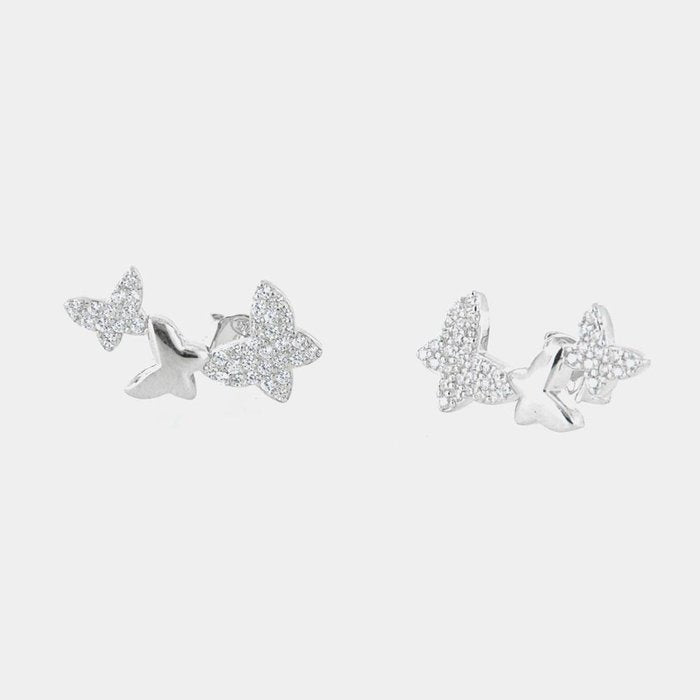 Boucles d'oreilles papillon en argent 925 avec zircons blancs