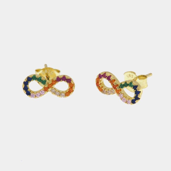 Boucles d'oreilles à tige Infinity en argent 925 avec zircones colorées