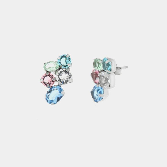 Orecchini in Argento 925 a lobo con cristalli colorati