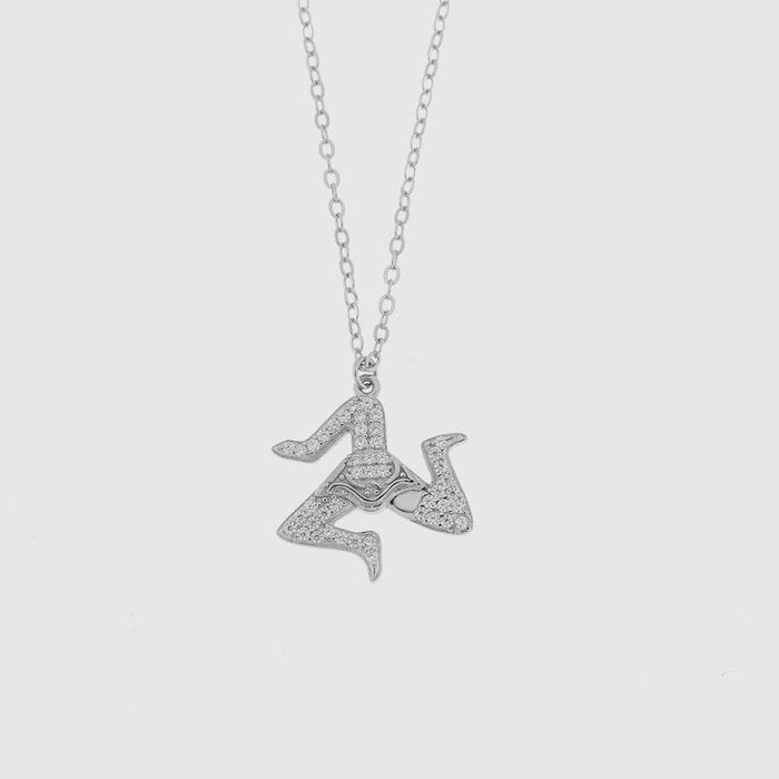 Collier en argent 925 avec pendentif Trinacria sicilien, orné de zircons blancs