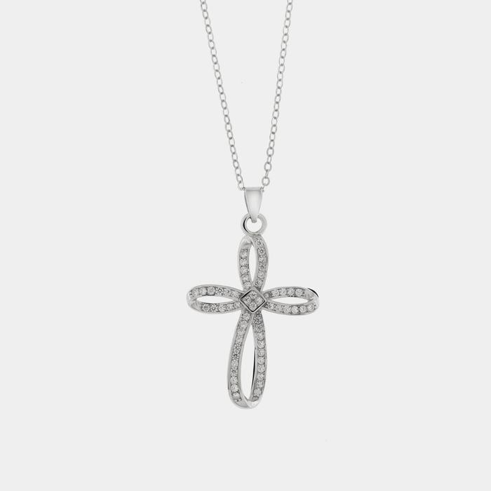 925 Silver Cross Necklace with Clear Zirconia