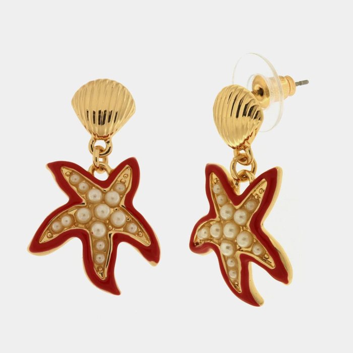 Boucles d'oreilles en métal étoile de mer rouge